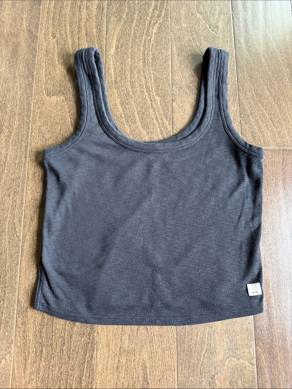 Vuori Black Ribbed Scoop Neck Tank